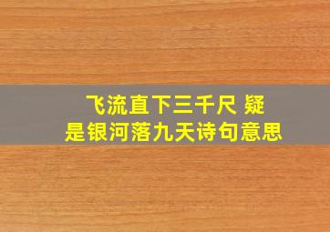 飞流直下三千尺 疑是银河落九天诗句意思